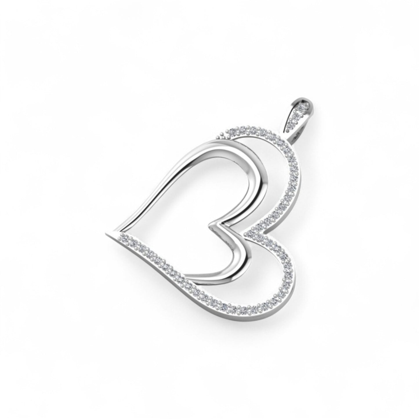 Graceful Heart Natural Diamond Pendant in 18KT Gold
