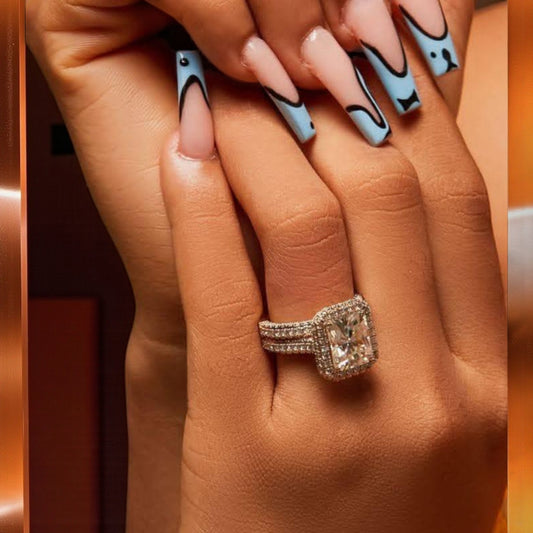 Naomi Radiant Cut Moissanite Engagement Ring in 18KT Gold