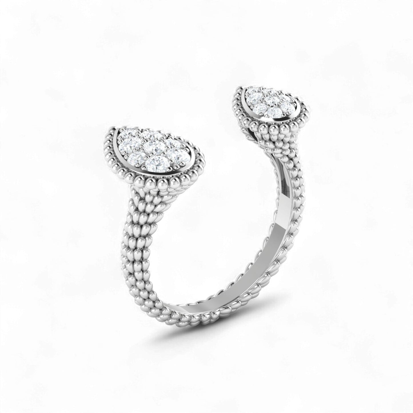 Pear Double Diamond Cuff Ring in 18k Gold