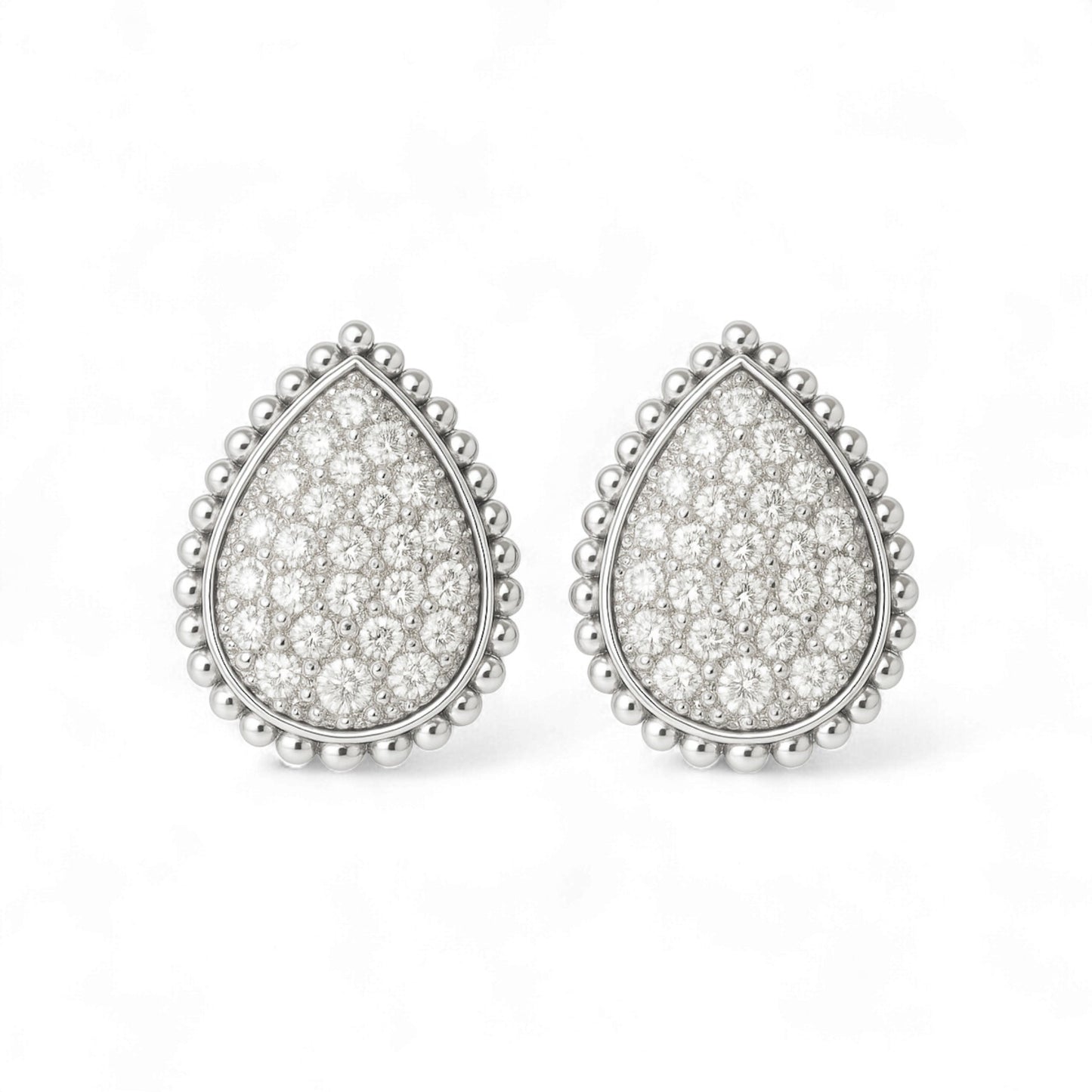 Radiance Pear Cut Pavé Studs in 18KT Gold