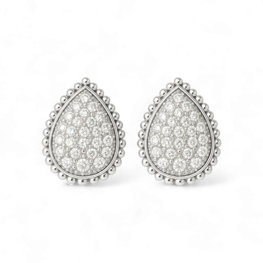 Radiance Pear Cut Pavé Studs in 18KT Gold