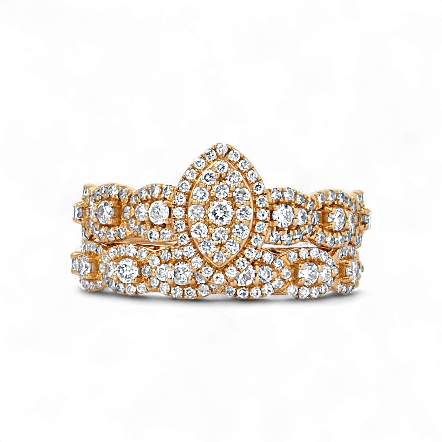 Gold and diamond bracelet on a white background