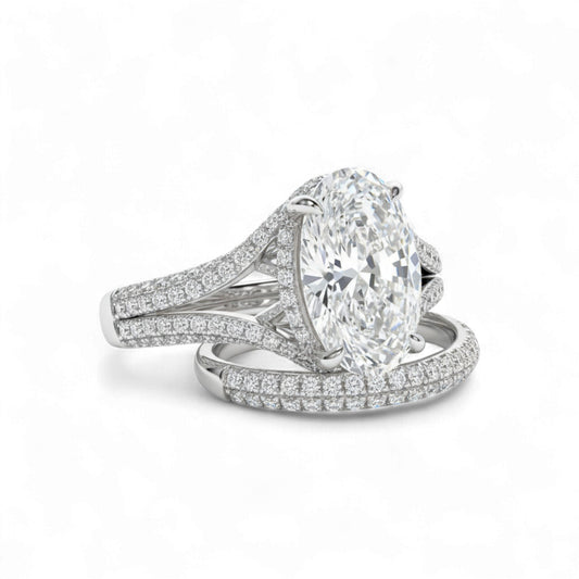 Sophia 6.8ct Oval Cut Lab Grown Diamond Bride Set in Platinum