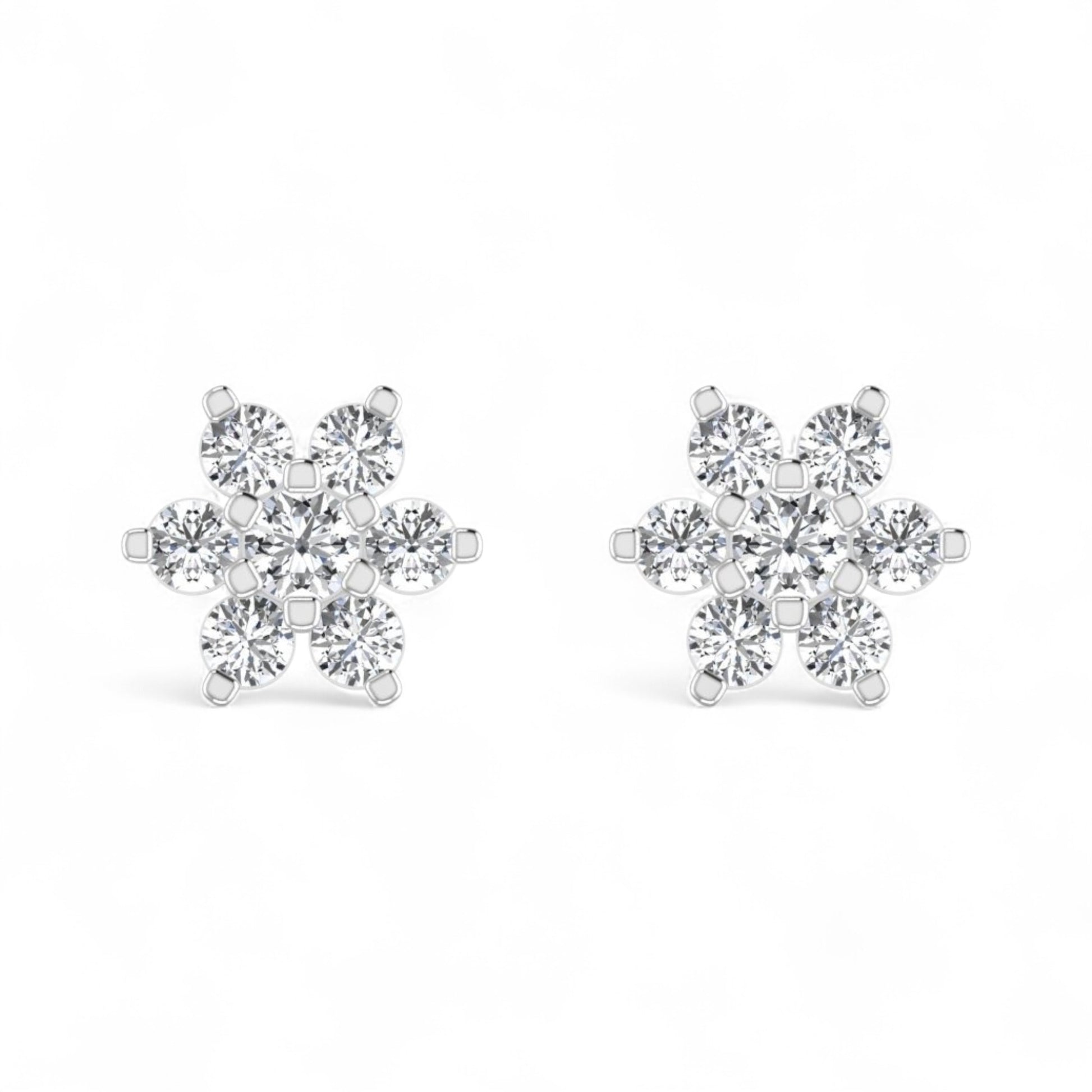 Pair of diamond earrings on a white background