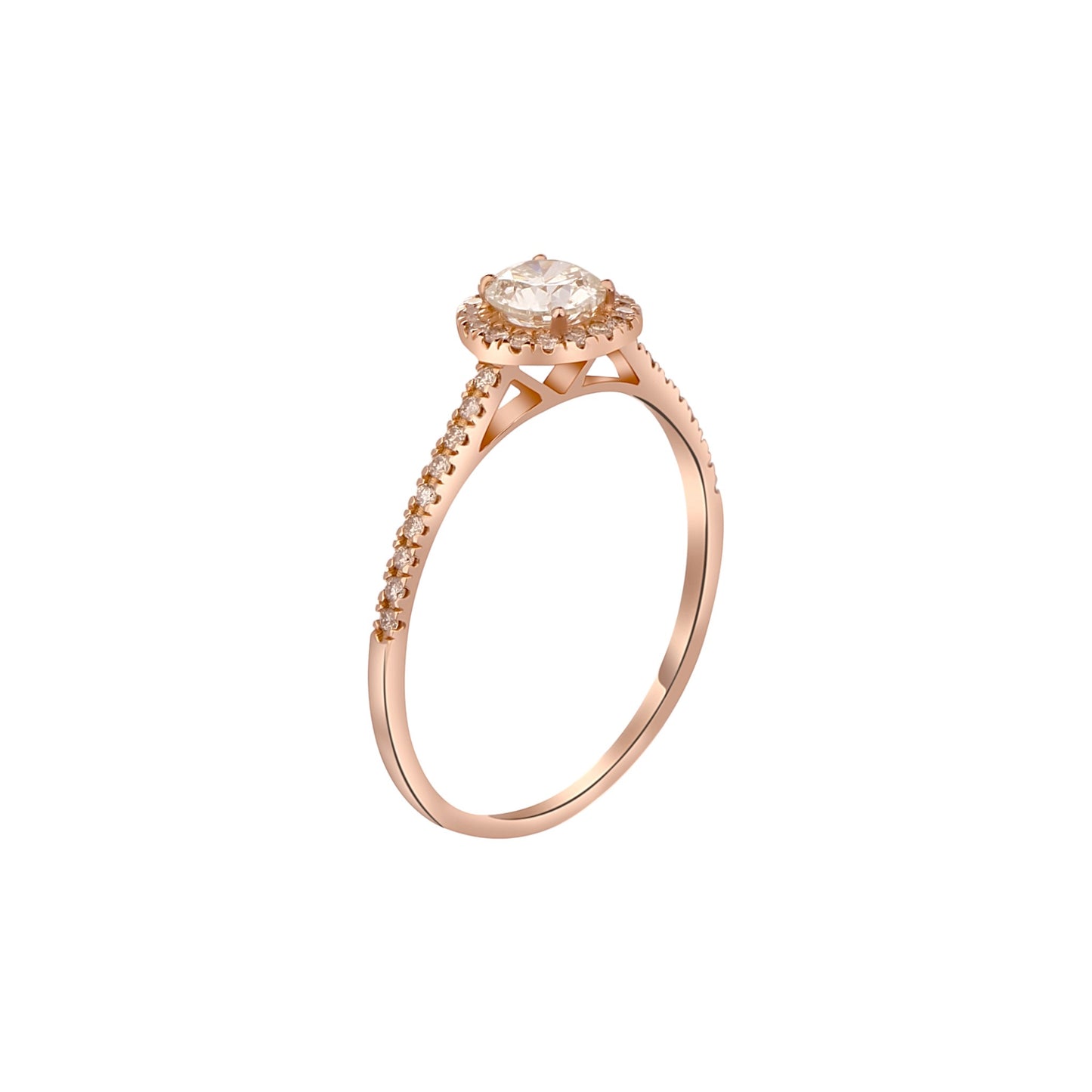 Thelma Round Cut Natural Diamond Engagement Ring in 18k Gold