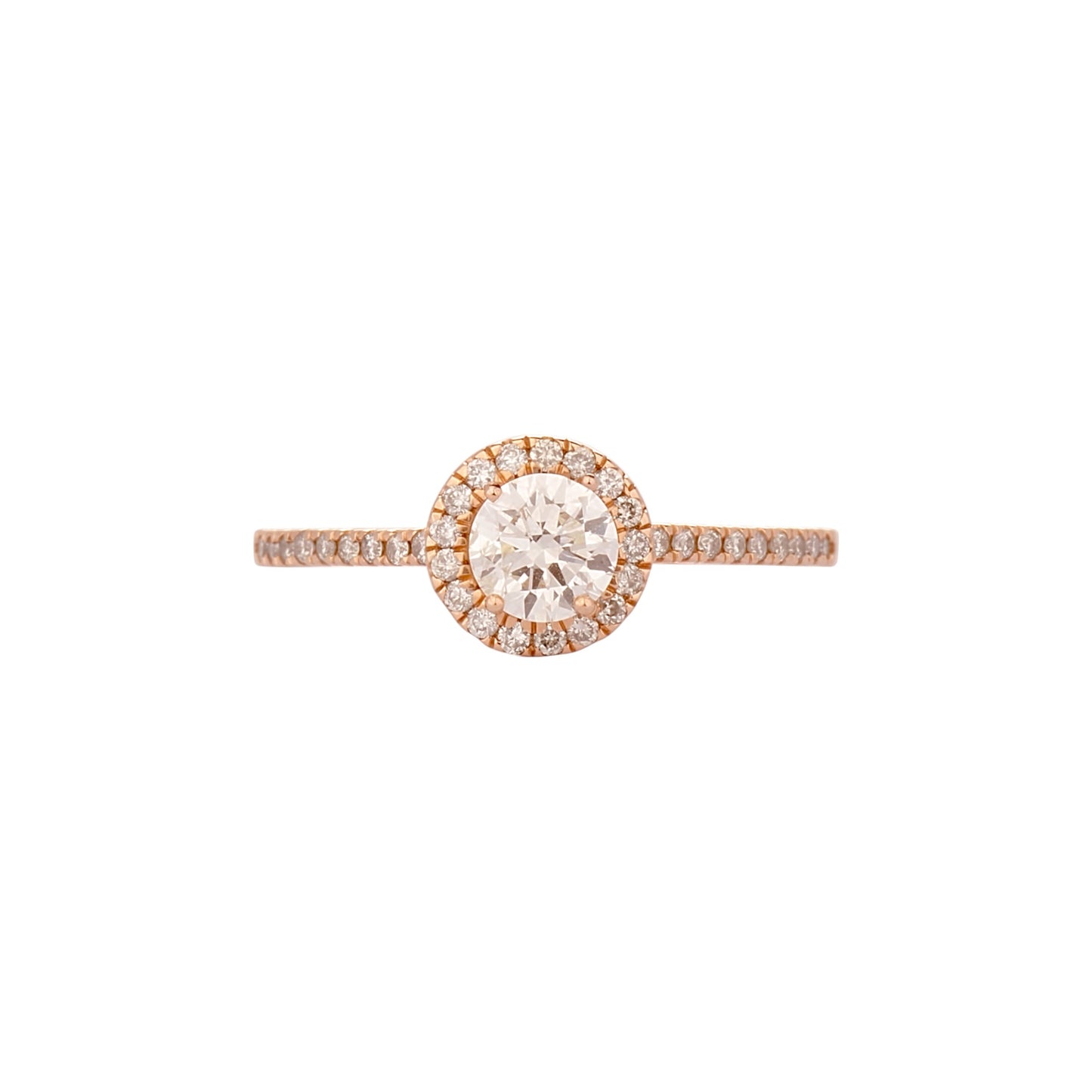 Thelma Round Cut Natural Diamond Engagement Ring in 18k Gold