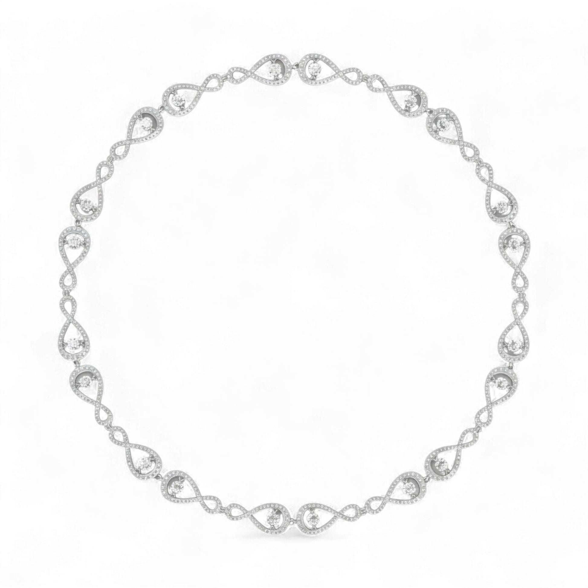 Silver bracelet with small diamonds on a white background