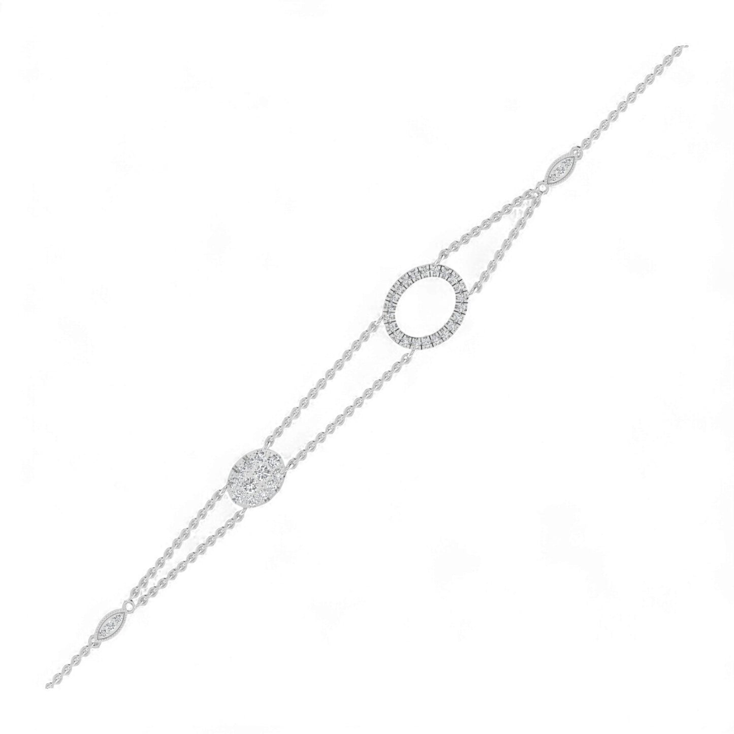 Velar Oval Shape Diamond Cluster Bracelet in 18KT Gold