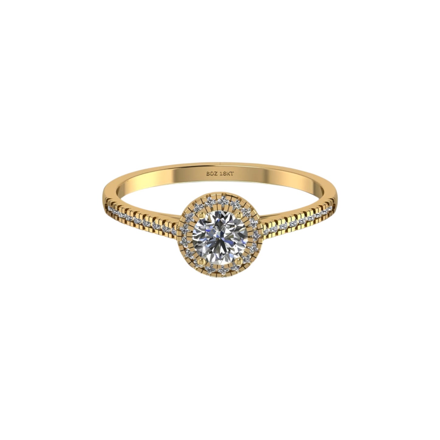 Thelma Round Cut Natural Diamond Engagement Ring in 18k Gold