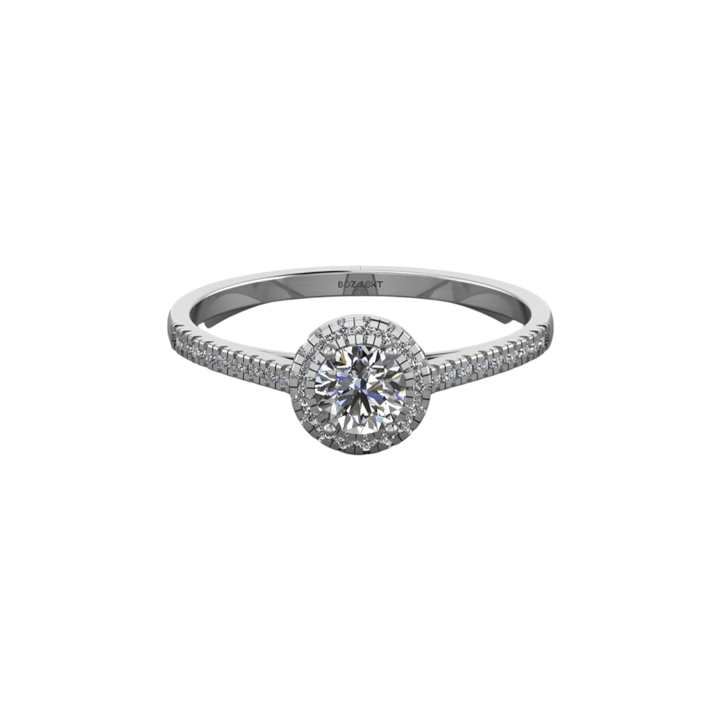 Thelma Round Cut Natural Diamond Engagement Ring in 18k Gold