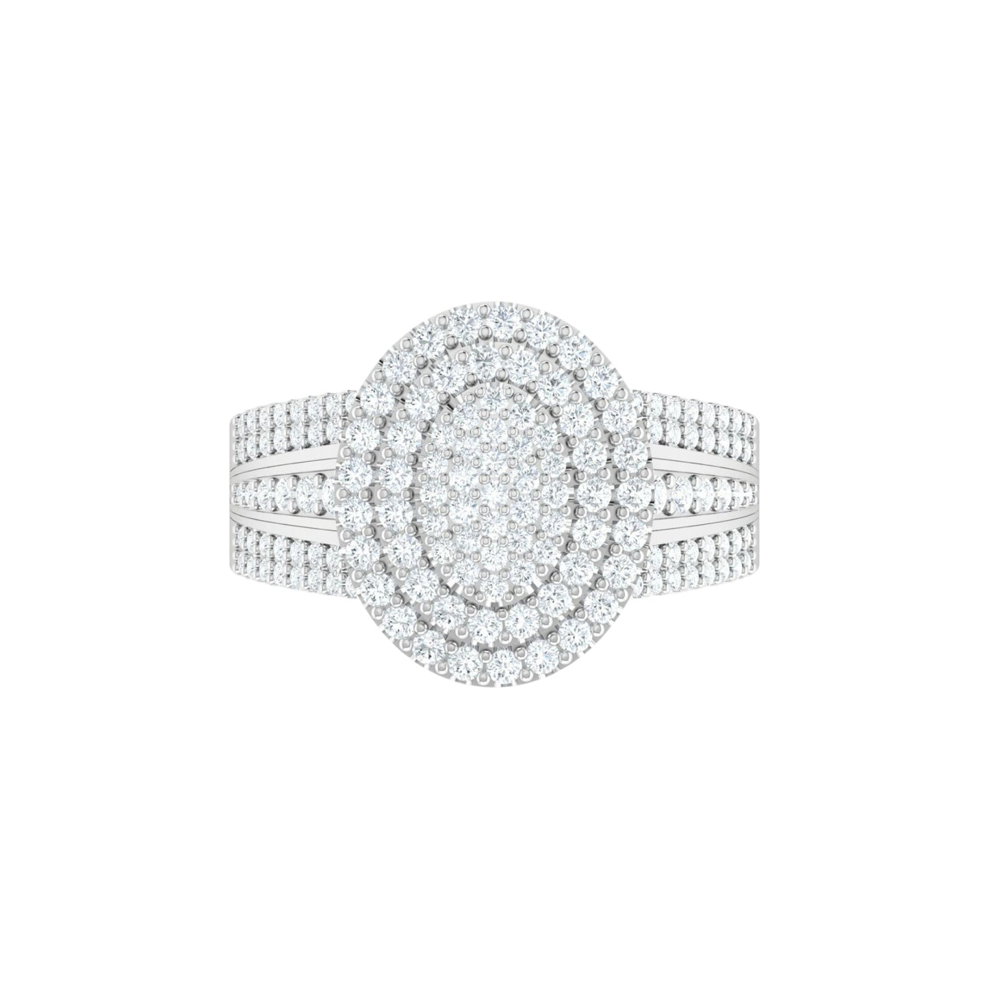 Omoni Oval Cluster Natural Diamond Engagement Ring in 18K Gold