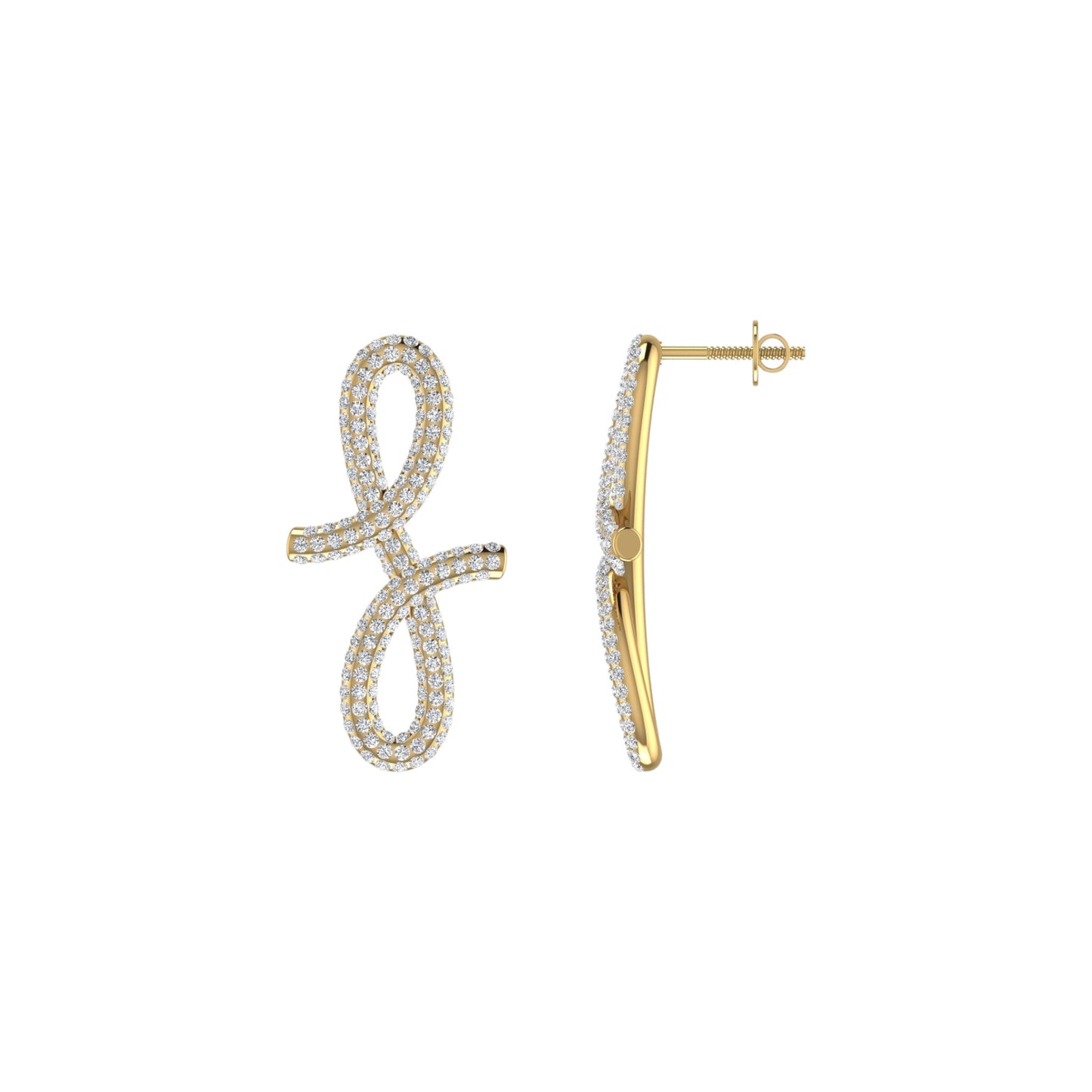 3D Oiza Infinie Pave Diamond Earrings in 18KT Gold