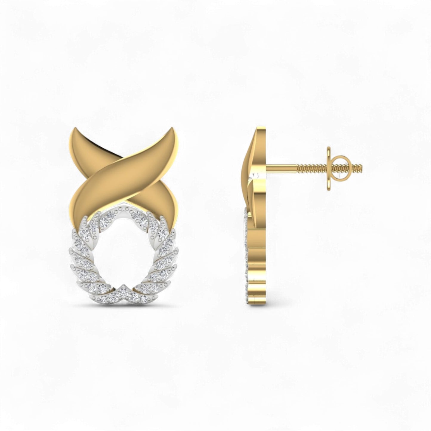 XO Diamond Earrings in 18KT Gold