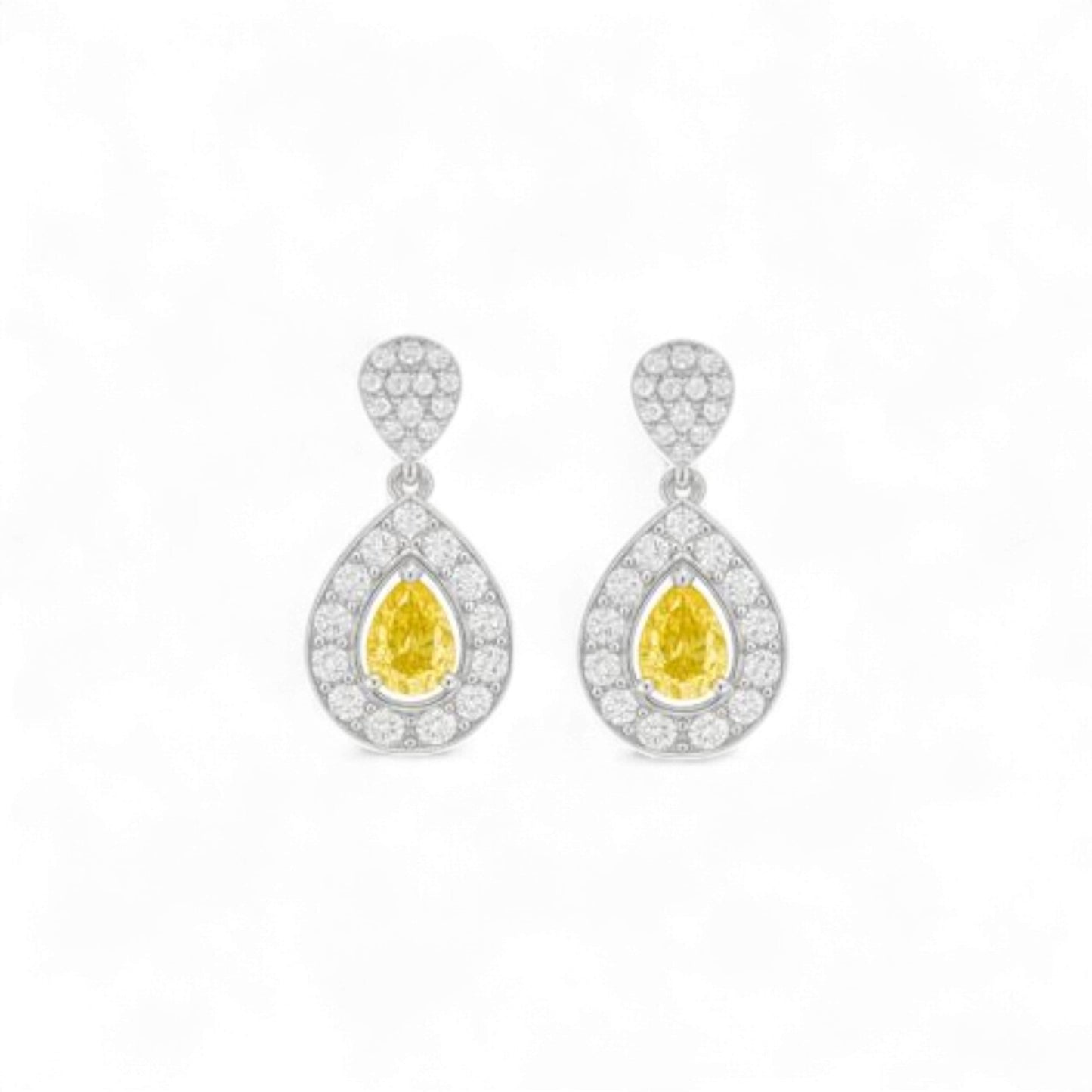 Vidal Vivid Yellow Pear Cut Diamond Earrings in 18KT Gold