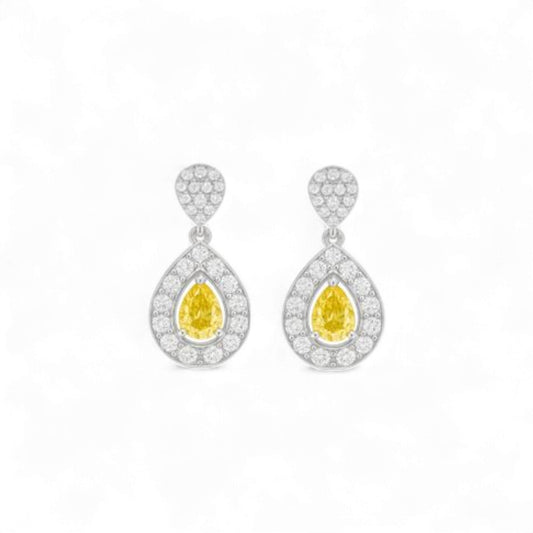 Vidal Vivid Yellow Pear Cut Diamond Earrings in 18KT Gold