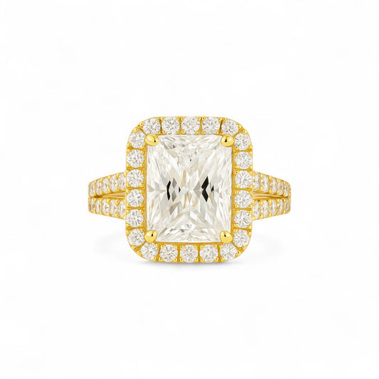 Zoe Radiant Cut CZ Engagement Ring in 18K Gold