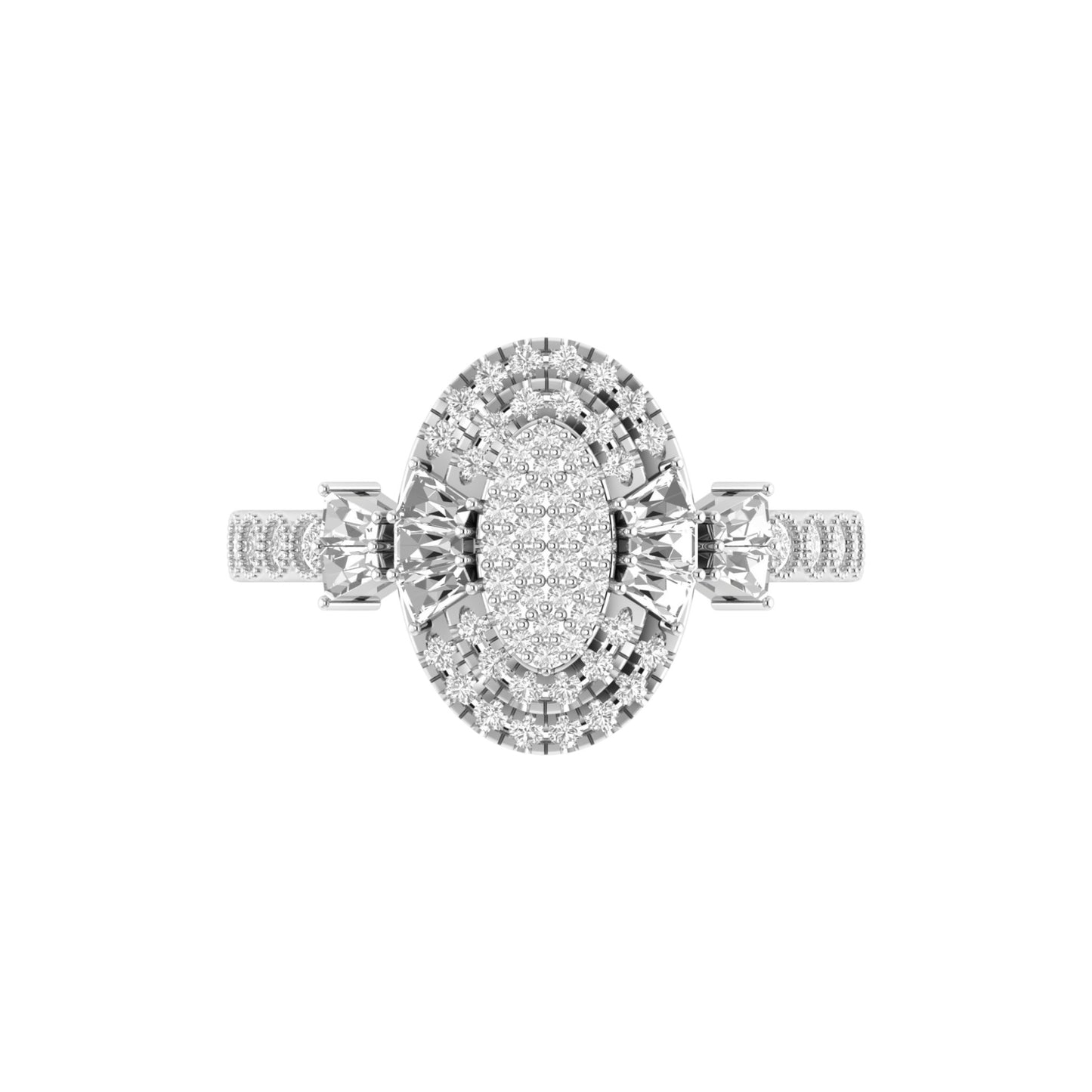 Lucy Oval Cut Diamond Engagement Ring in 18K Gold