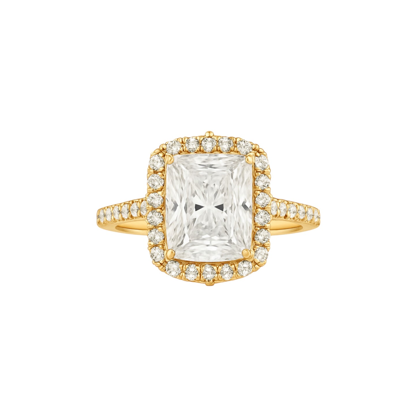 Quinn 2.0 Moissanite and Diamond Engagement Ring in 18K Gold