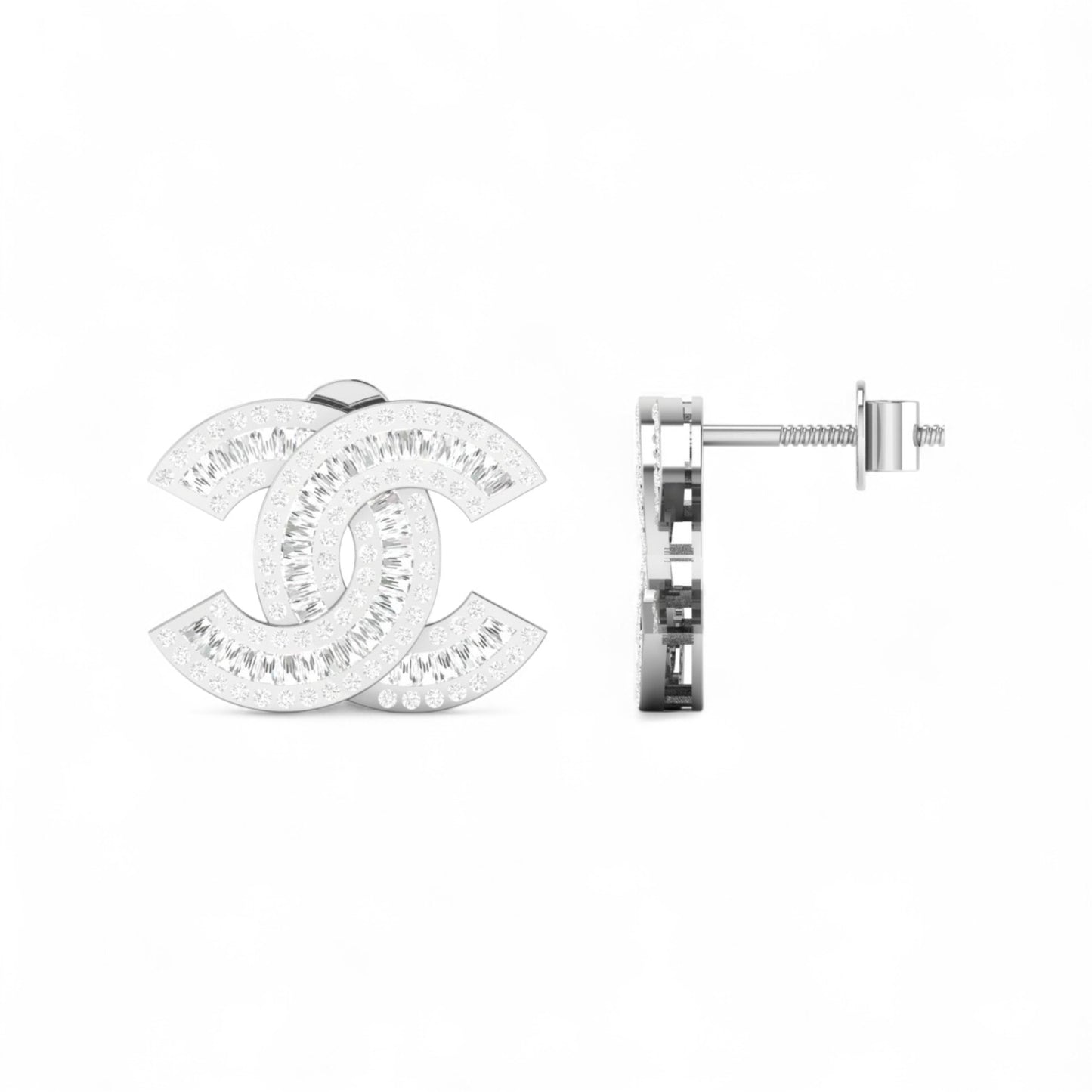 Interlocked C Diamond Mini Studs in 18KT Gold