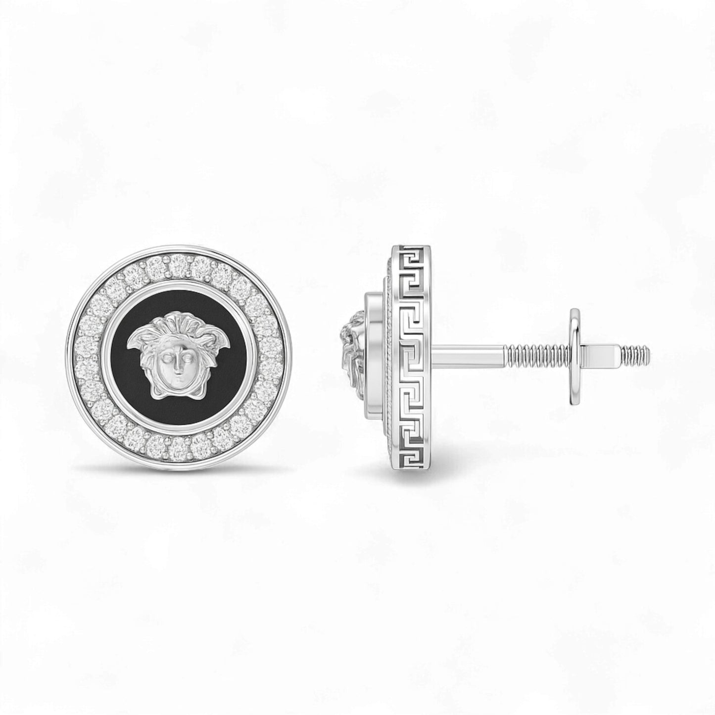 Medusa Diamond Stud Earrings in 18KT Gold